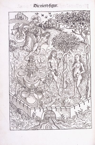 Adam a Eva v zahradě Eden, 1491 od Michael Wolgemuth