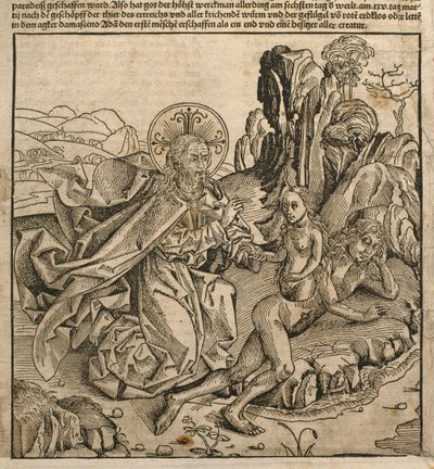 Bůh Otec stvořil Evu z Adamova žebra, ilustrace z knihy "Liber Chronicarum" od Hartmanna Schedela (1440-1514) vydané v Norimberku, 1493. od Michael and Pleydenwurff, W. Wolgemuth