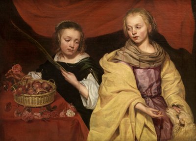 Dvě dívky jako svatá Anežka a svatá Dorothea, c. 1650. od Michaelina Wautier