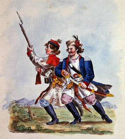 Kostýmy polské armády po roce 1700 (barevná litografie) od Michal Stachowicz