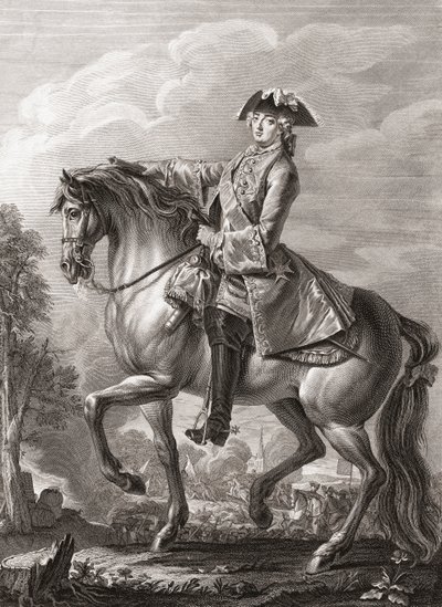 Francouzský král Ludvík XV., jezdecký portrét. od Michel Aubert