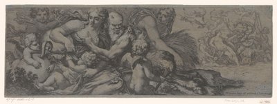 Faun se setkal s bacchante en putti od Michel Dorigny (attributed to)