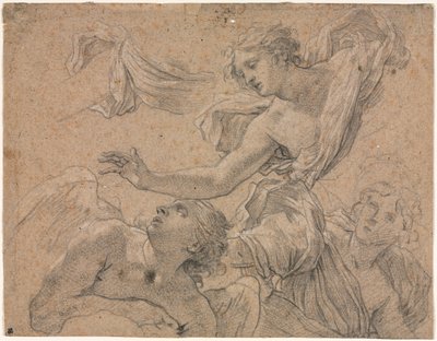 Studie andělů recto, Panthea před Cyrus verso, 1655-1660. od Michel Dorigny