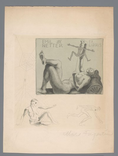 Ex libris van Emil W. Netter od Michel Fingesten (signed by artist)