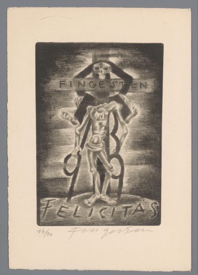 Novoroční přání od Michela Fingestena Fingesten Felicitas (název na objektu) od Michel Fingesten (signed by artist)