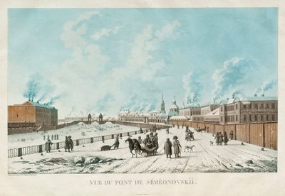 Semjonovskij most v Petrohradu, 1813 od Michel Francois Damam Demartrait
