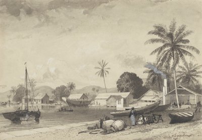 Corbeaux Town, přístav Španělska od Michel Jean Cazabon