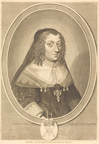 Anny Rakouské od Michel Lasne after Jean Nocret