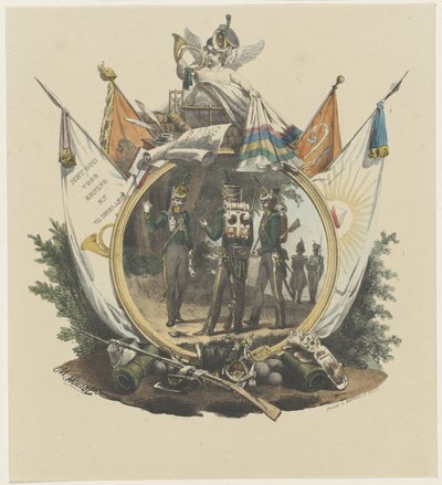 Medailon s dobrovolnými lovci z Utrechtské univerzity, 1830 od Michel Mourot