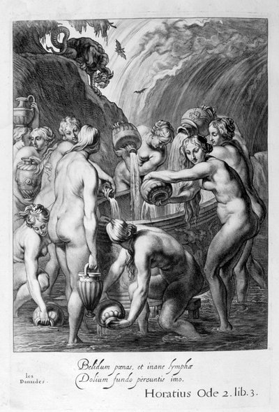 Danaides odsouzen k naplnění vyvrtaných nádob vodou, 1655 od Michel de Marolles