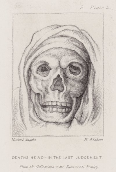Smrtihlav, v posledním soudu (lept) od Michelangelo (after) Buonarroti