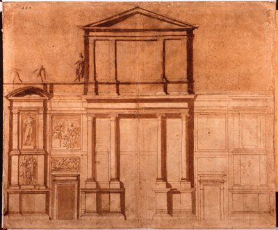 Kresba fasády kostela San Lorenzo od Michelangelo (after) Buonarroti