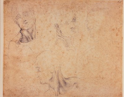 Čtyři studie mužských hlav od Michelangelo (after) Buonarroti