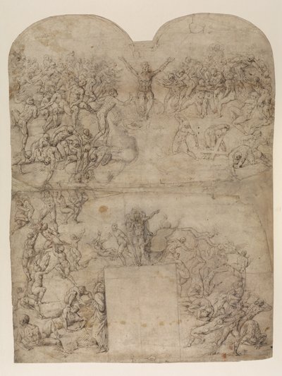 Poslední soud po Michelangelovi(?) (recto) (pero a inkoust a křída na papíře) od Michelangelo (after) Buonarroti