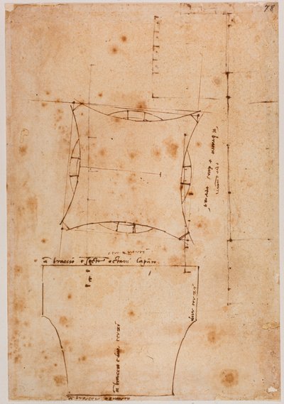 Plán a průčelí hlavního města, 16. století (kresba) od Michelangelo (after) Buonarroti