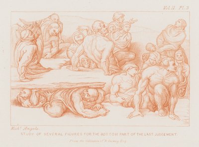 Studie několika postav pro spodní část Posledního soudu (lept) od Michelangelo (after) Buonarroti