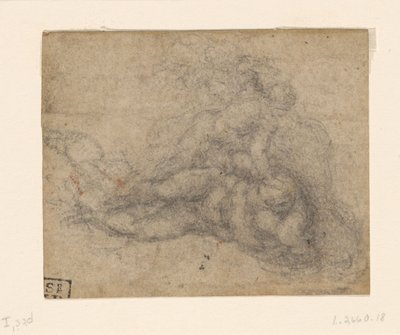 Michelangelo - David a Goliáš. Verso Rukopisné architektonické studie, ca. 1550-1556, I, 32d od Michelangelo