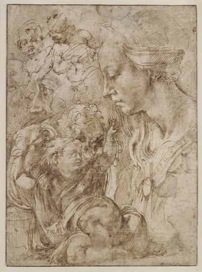 Studie pro Svatou rodinu od Michelangelo