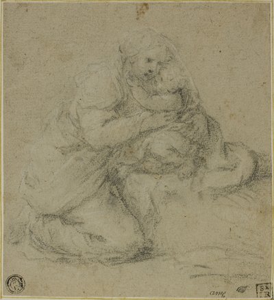 Klečící matka objímající dítě od Michelangelo Anselmi