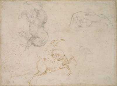 Jezdec nabíjení a další studie, 16. století od Michelangelo Buonarroti