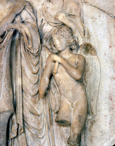 Anděl, benátský mramor, počátek 16. století. Pohřební obřad, detail, muzeum Louvre. Socha Michelangela Buonarroti dit Michel Ange (Michelangelo nebo Michelangelo od Michelangelo Buonarroti