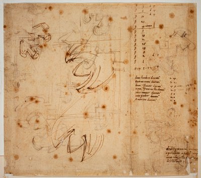 Autografní studie a počty od Michelangelo Buonarroti