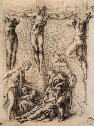 Ukřižování, kresba Michelangelo. Musee du Louvre, Paříž od Michelangelo Buonarroti
