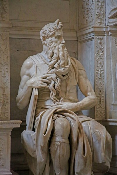 Detail Mojžíše z hrobky Julia II., 1515 mramor od Michelangelo Buonarroti