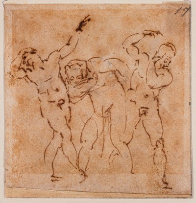 Studie postavy pro "Proměnění Páně", 16. století (kresba) od Michelangelo Buonarroti