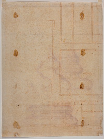 Fragmentární půdorys kláštera San Lorenzo od Michelangelo Buonarroti