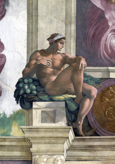 Ignudo (strop Sixtinské kaple ve Vatikánu) od Michelangelo Buonarroti