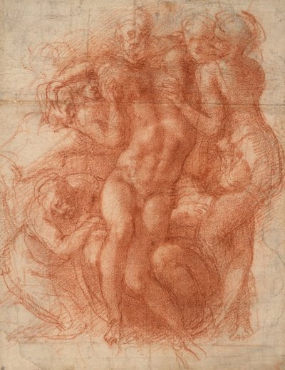 Oplakávání, cca 1530 (červená křída) od Michelangelo Buonarroti