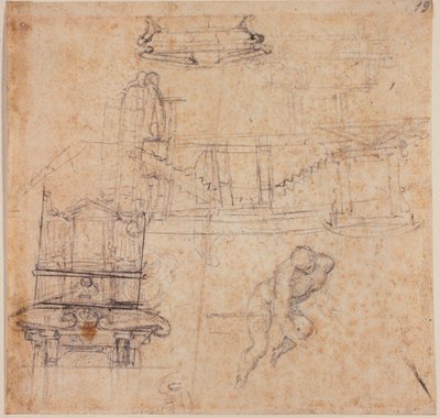 Různé studie, pro svatého Jana Křtitele, pro hrobku a architektonické náčrty od Michelangelo Buonarroti