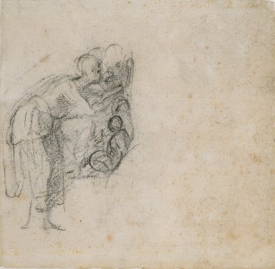 Stránka z knihy skic: Žena v černém, c1490-1560 od Michelangelo Buonarroti