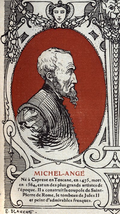 Portrét italského renesančního malíře, Michelangelo Buonarroti dit Michel Ange (Michelangelo nebo Michelangelo od Michelangelo Buonarroti