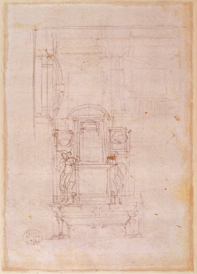Přípravná kresba k hrobu papeže Julia II od Michelangelo Buonarroti