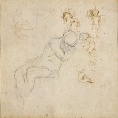 Recto: Osm obrazových studií. Verso: Figure Study, c1490-1560 od Michelangelo Buonarroti