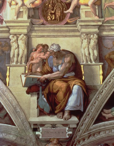 Strop Sixtinské kaple: Kumejská Sibyla od Michelangelo Buonarroti