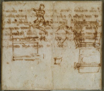 Drobné náčrtky architektury a malá figurální studie, konec 15.-začátek 16. století od Michelangelo Buonarroti