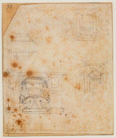 Studie náhrobních památek pro novou sakristii od Michelangelo Buonarroti