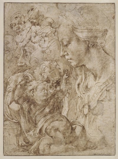 Studie pro svatou rodinu s Janem Křtitelem jako dítětem, 1505 od Michelangelo Buonarroti