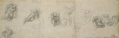 Studie spícího apoštola a dalších postav, 16. století od Michelangelo Buonarroti