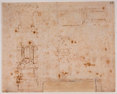 Studie náhrobních památek pro novou sakristii od Michelangelo Buonarroti