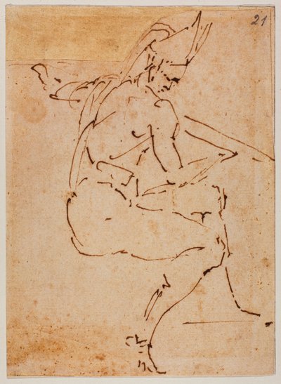 Studie sedící postavy od Michelangelo Buonarroti