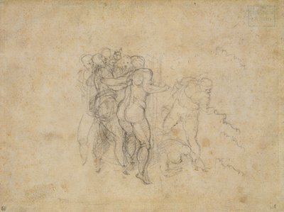 Studie k poslednímu soudu (grafit na papíře) od Michelangelo Buonarroti
