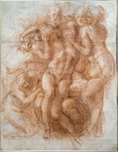Studie k pietnímu uložení Krista (kresba od Michelangelo Buonarroti
