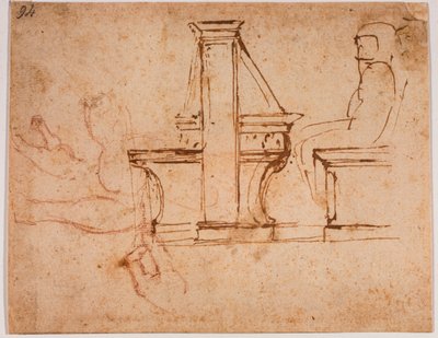 Studie stropu čítárny Laurentinské knihovny od Michelangelo Buonarroti