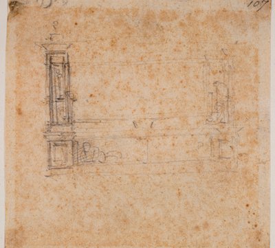 Studie dvojité hrobové stěny pro novou sakristii od Michelangelo Buonarroti