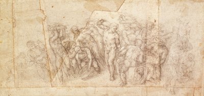 Studie figur pro narativní scénu (uhl na papíře) (recto) od Michelangelo Buonarroti
