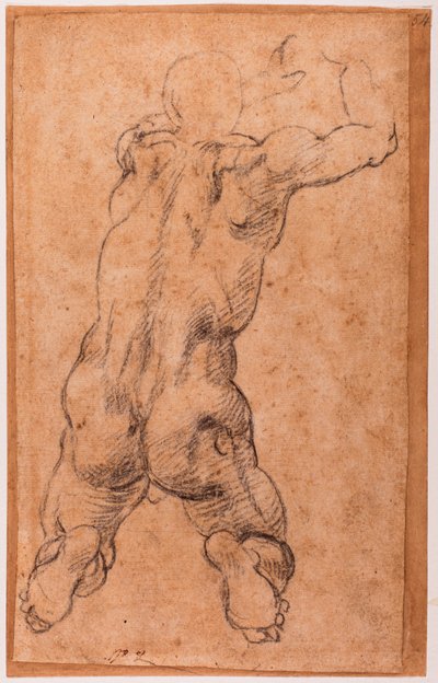 Studie klečícího mužského aktu od Michelangelo Buonarroti
